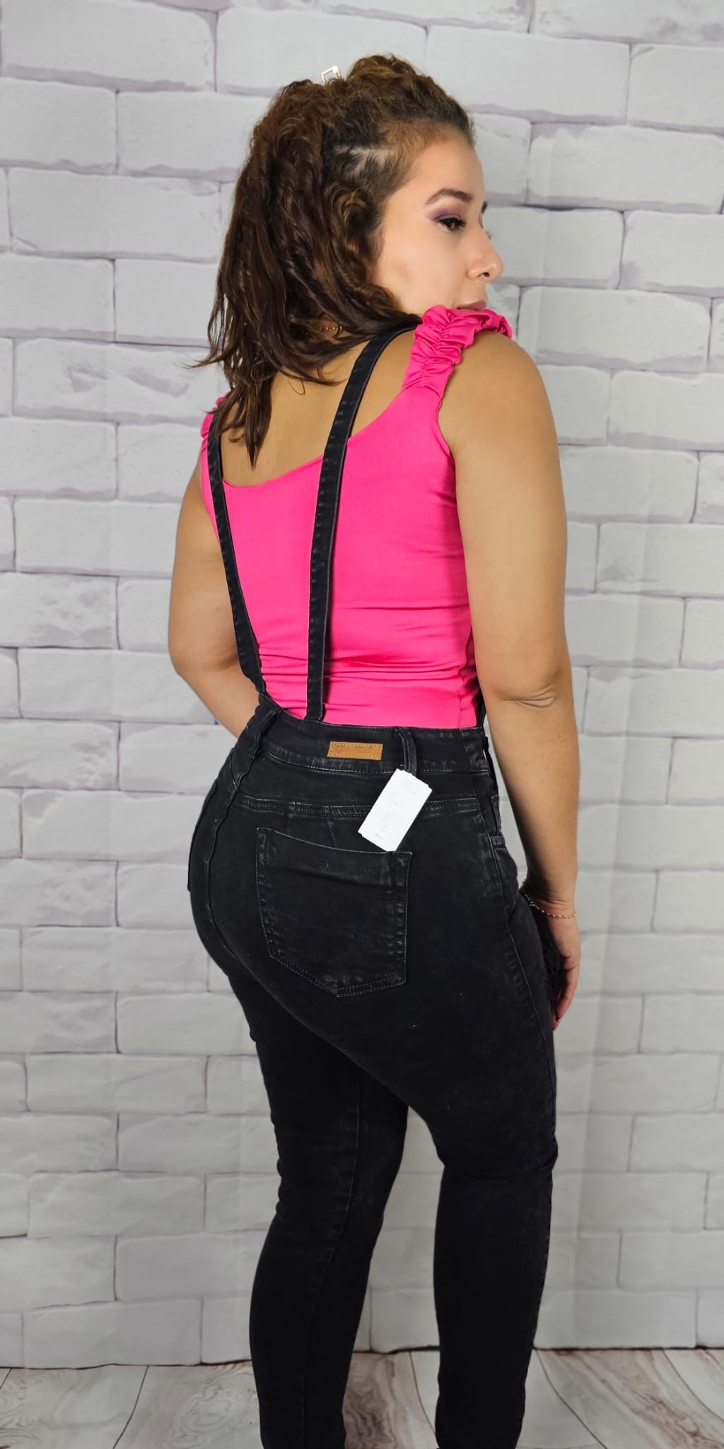 SKINNY STRETCH DENIM OVERALLS